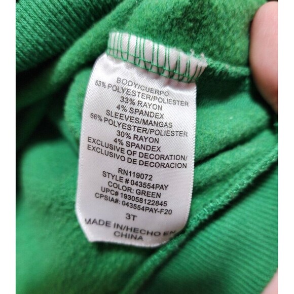 PAW PATROL BOYS 3T GREEN SWEATSHIRT CHASE HOODIE COLLEGIATE LETTER VARSITY TOON - Picture 8 of 12